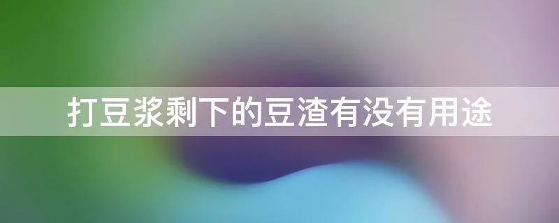 打豆浆剩下的豆渣有没有用途