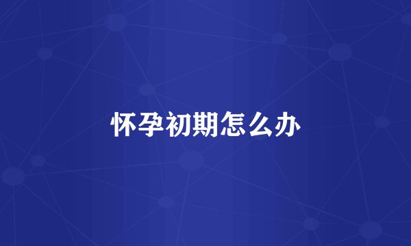 怀孕初期怎么办