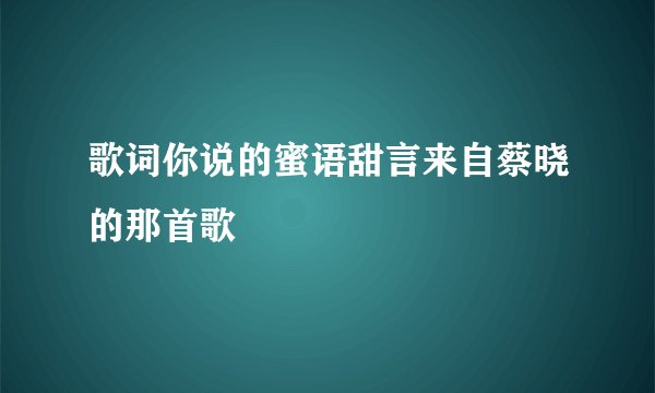 歌词你说的蜜语甜言来自蔡晓的那首歌