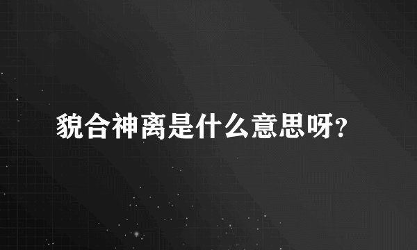 貌合神离是什么意思呀?