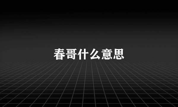 春哥什么意思