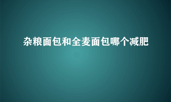 杂粮面包和全麦面包哪个减肥