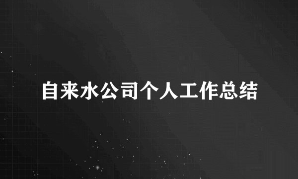 自来水公司个人工作总结