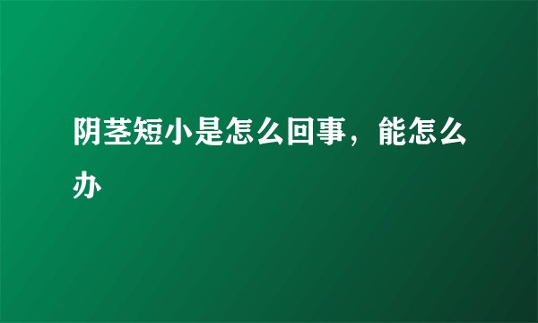 阴茎短小是怎么回事，能怎么办