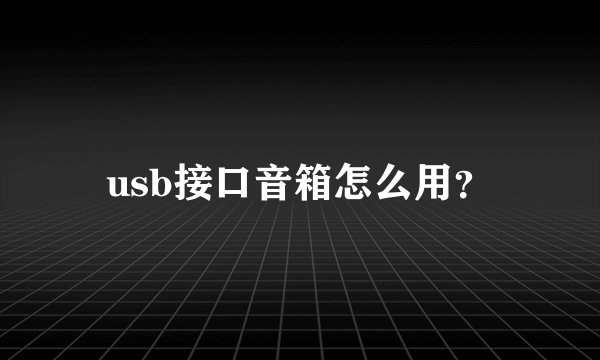 usb接口音箱怎么用?
