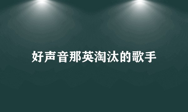 好声音那英淘汰的歌手