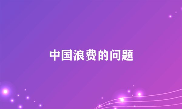 中国浪费的问题