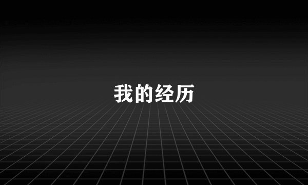 我的经历