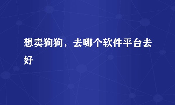 想卖狗狗，去哪个软件平台去好