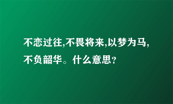 不恋过往,不畏将来,以梦为马,不负韶华。什么意思？