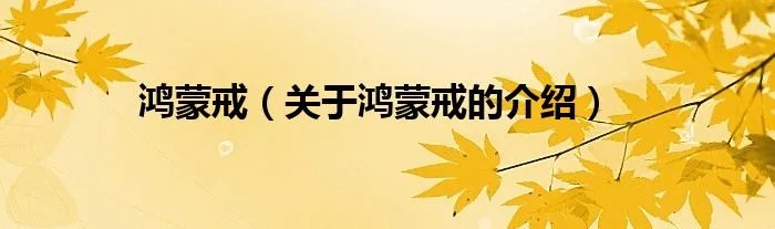 鸿蒙戒（关于鸿蒙戒的介绍）
