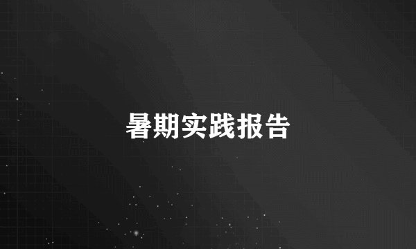 暑期实践报告