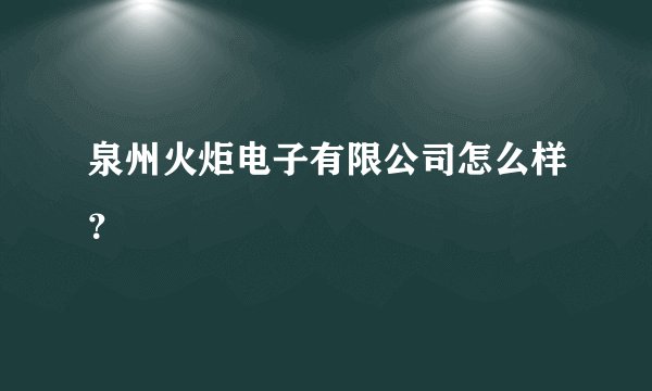 泉州火炬电子有限公司怎么样?