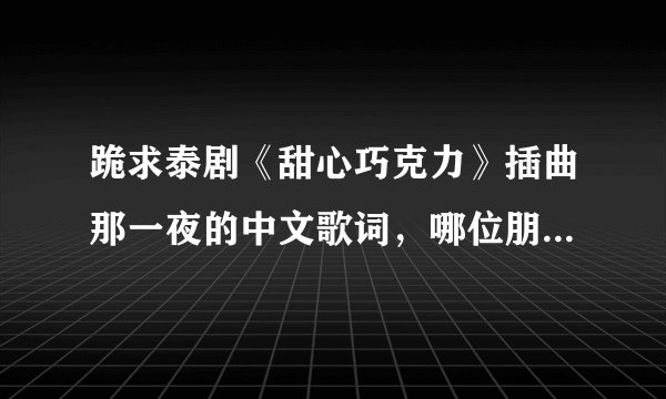 跪求泰剧《甜心巧克力》插曲那一夜的中文歌词，哪位朋友知道告诉我，谢谢！