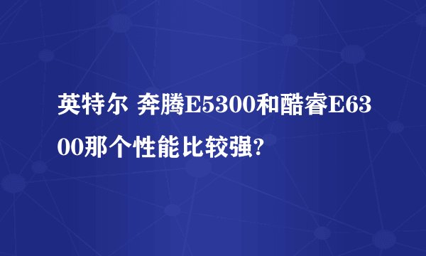 英特尔 奔腾E5300和酷睿E6300那个性能比较强?