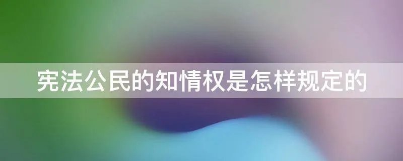 宪法公民的知情权是怎样规定的