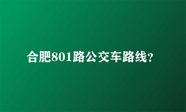 合肥801路公交车路线?