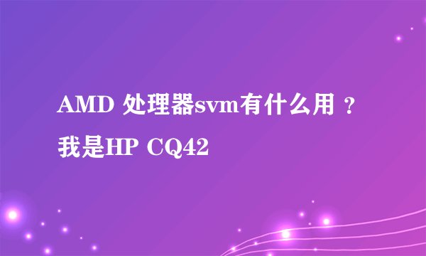 AMD 处理器svm有什么用 ？我是HP CQ42