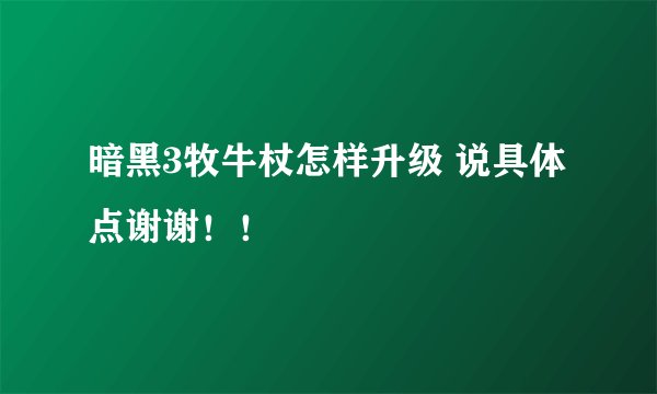 暗黑3牧牛杖怎样升级 说具体点谢谢！！
