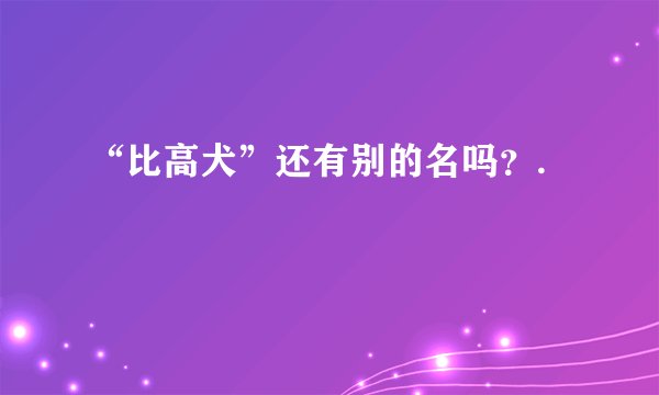 “比高犬”还有别的名吗？.