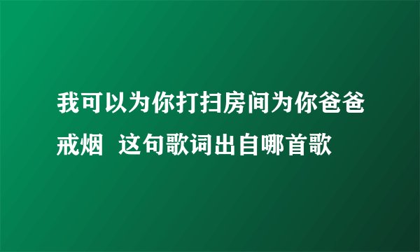 我可以为你打扫房间为你爸爸戒烟  这句歌词出自哪首歌