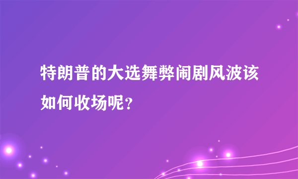 特朗普的大选舞弊闹剧风波该如何收场呢？