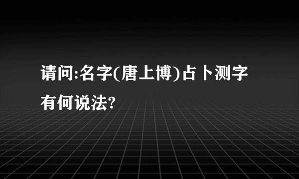 请问:名字(唐上博)占卜测字有何说法?