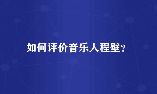 如何评价音乐人程壁？