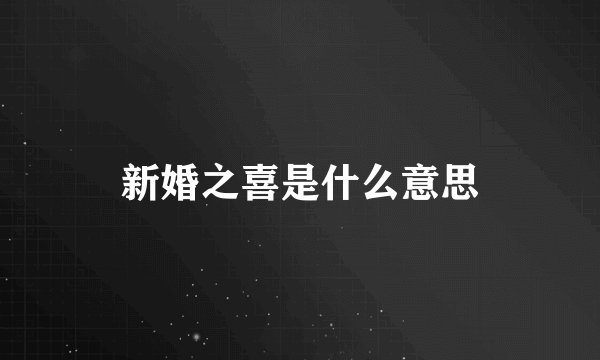 新婚之喜是什么意思