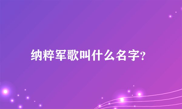 纳粹军歌叫什么名字?