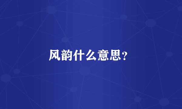 风韵什么意思？