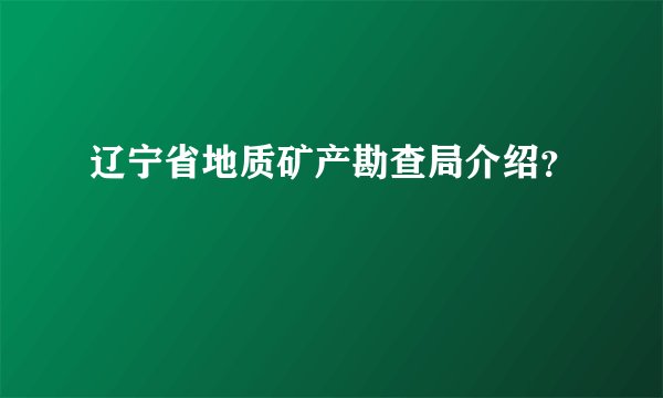 辽宁省地质矿产勘查局介绍？