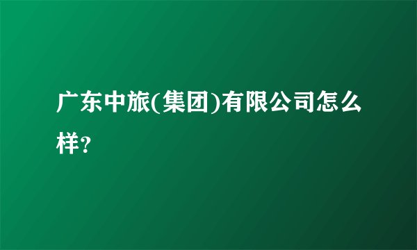 广东中旅(集团)有限公司怎么样？