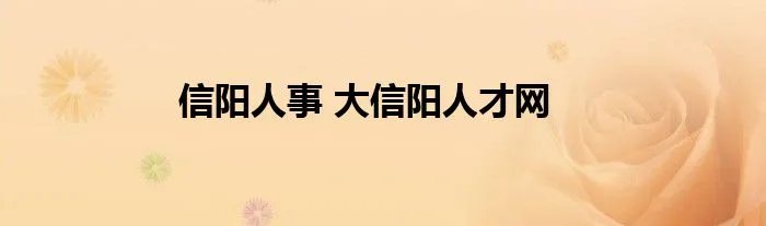 信阳人事 大信阳人才网