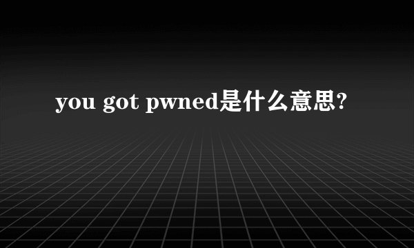 you got pwned是什么意思?