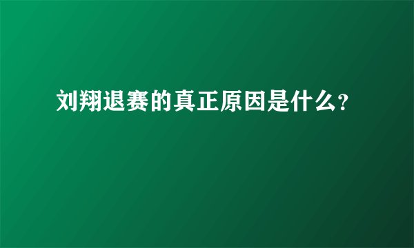 刘翔退赛的真正原因是什么？