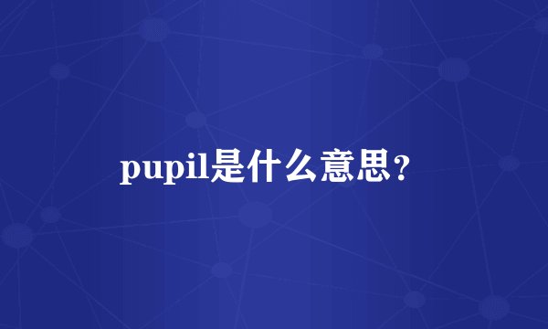 pupil是什么意思?