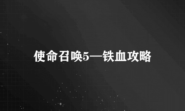 使命召唤5—铁血攻略