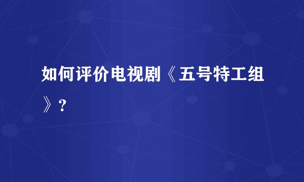 如何评价电视剧《五号特工组》?