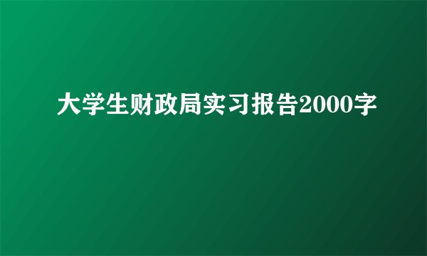 大学生财政局实习报告2000字