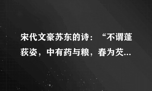 宋代文豪苏东的诗:“不谓蓬荻姿,中有药与粮,春为芡珠园,炊作菰米香。有谁知道怎样解释。