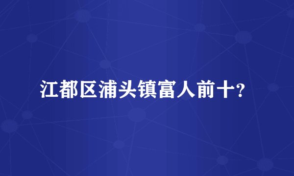 江都区浦头镇富人前十？