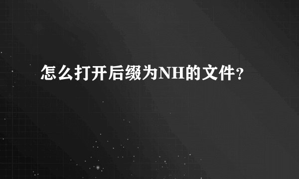 怎么打开后缀为NH的文件？