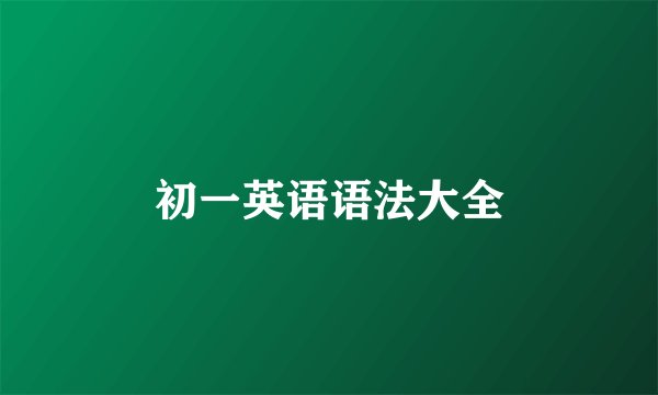 初一英语语法大全