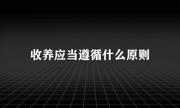 收养应当遵循什么原则