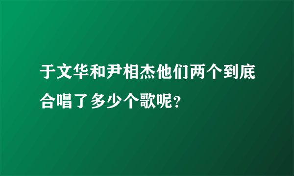 于文华和尹相杰他们两个到底合唱了多少个歌呢？