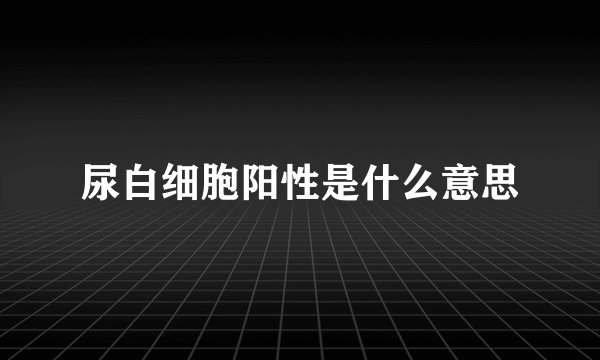 尿白细胞阳性是什么意思