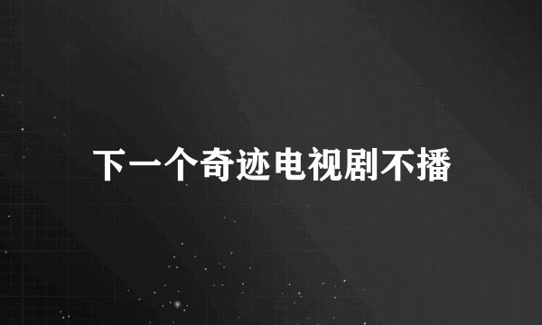 下一个奇迹电视剧不播