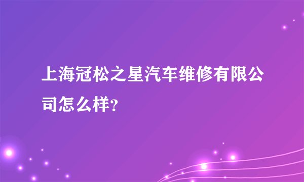 上海冠松之星汽车维修有限公司怎么样?