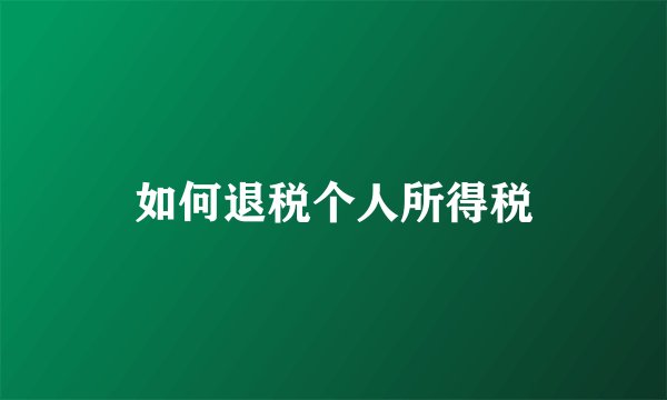 如何退税个人所得税